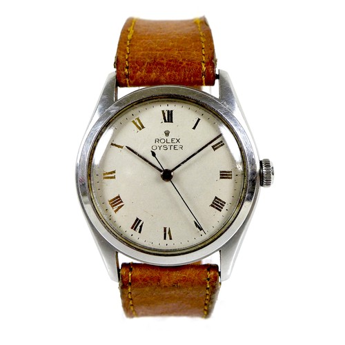 81 - A vintage Rolex Oyster stainless steel cased gentleman's wristwatch, circa 1945, ref. 4377, circular... 