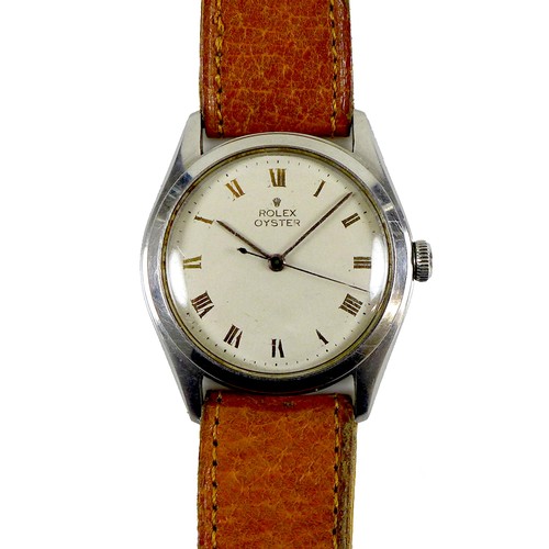 81 - A vintage Rolex Oyster stainless steel cased gentleman's wristwatch, circa 1945, ref. 4377, circular... 