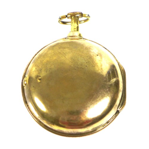 49 - An unusual George III gilt brass pair cased pocket watch with named dial, key wind, with the name Jo... 