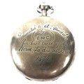 A Victorian silver full hunter pocket watch, key wind, the white enamel dial with black Roman numera... 