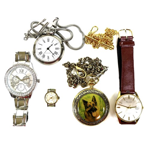 63 - A group of modern and vintage watches, comprising a 9ct gold cased lady's Accurist watch head, lacki... 