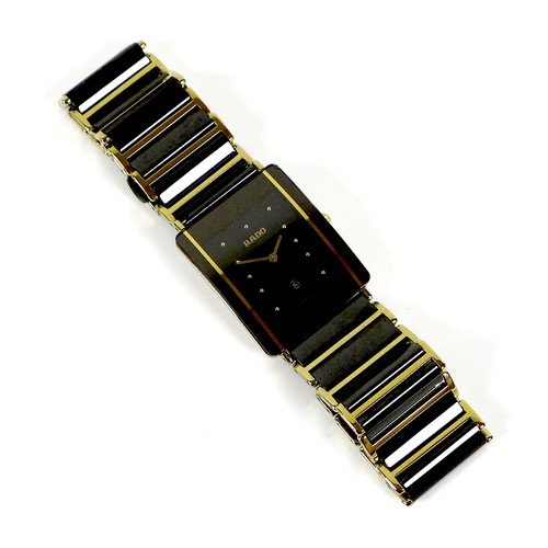 74 - A Rado Diastar black ceramic and gold plated wristwatch, model 160.0282.3, serial 04989856, case 27 ... 