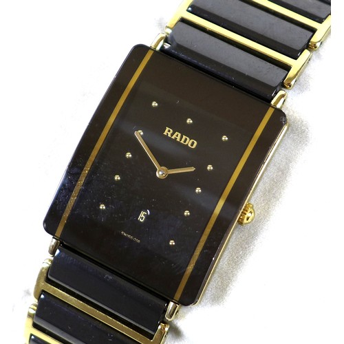 74 - A Rado Diastar black ceramic and gold plated wristwatch, model 160.0282.3, serial 04989856, case 27 ... 