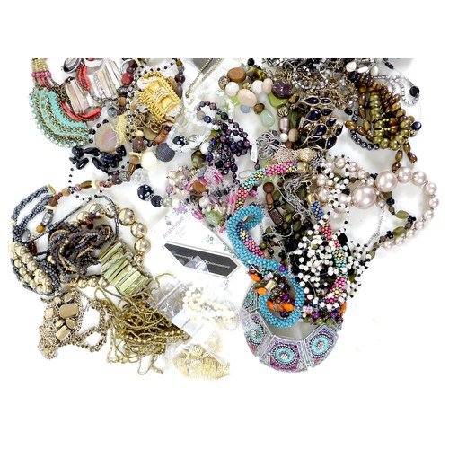 85 - A collection of costume jewellery, comprising mostly necklaces. (1 box)