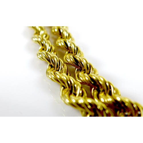 189 - An 18ct gold twisted rope link necklace, 0.5 by 95.5cm total chain length, marked 750, 27.0g.