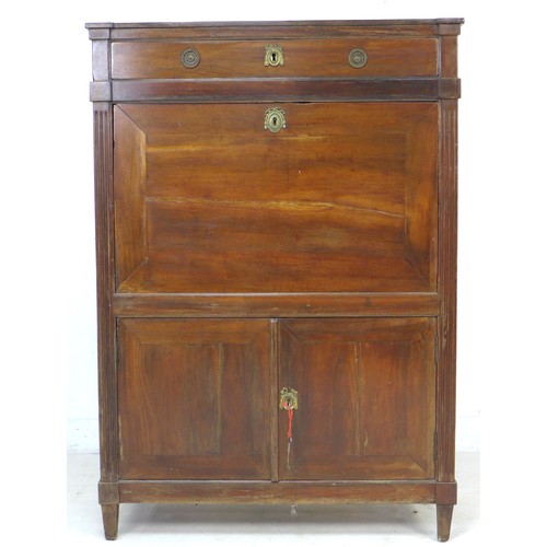 234 - A 19th century French mahogany secretaire a abattant, with fall front revealing fitted interior and ... 