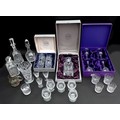 A collection of glass crystal wares boxed Stuart Crystal decanter, boxed Edinburgh Crystal decanter,... 