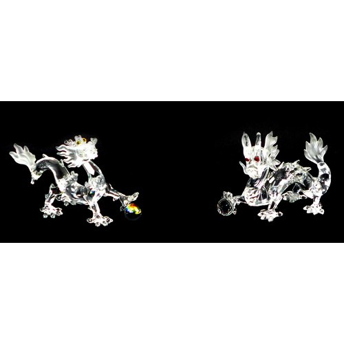 80 - Two Swarovski crystal Chinese dragon ornaments, comprising a 'Crystal Zodiacs' dragon, A7550 NR 000 ... 