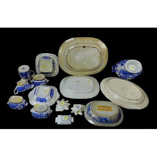 30 - A collection of 19th & 20th century Willow pattern china, various factories, including tureens and c... 