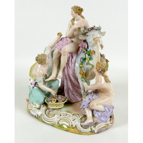 64 - A Meissen porcelain figural group, modelled as 'Abduction of Europa', late 19th century, model numbe... 