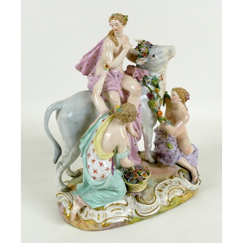 64 - A Meissen porcelain figural group, modelled as 'Abduction of Europa', late 19th century, model numbe... 