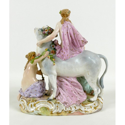 64 - A Meissen porcelain figural group, modelled as 'Abduction of Europa', late 19th century, model numbe... 