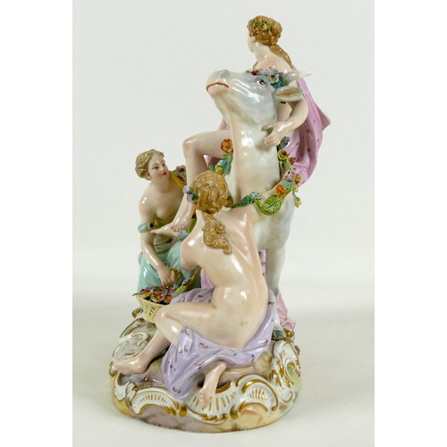 64 - A Meissen porcelain figural group, modelled as 'Abduction of Europa', late 19th century, model numbe... 