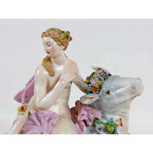 64 - A Meissen porcelain figural group, modelled as 'Abduction of Europa', late 19th century, model numbe... 