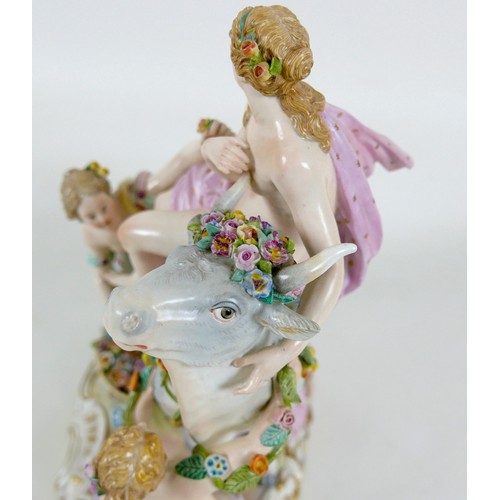 64 - A Meissen porcelain figural group, modelled as 'Abduction of Europa', late 19th century, model numbe... 