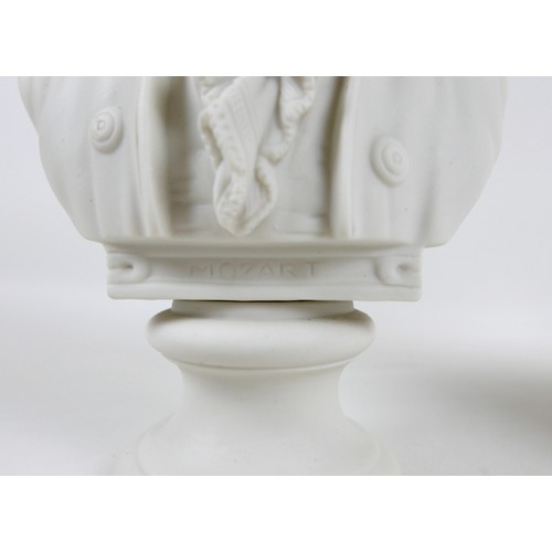 45 - Two Parian busts, one by Robinson & Leadbeater modelled as 'Mozart', 29cm high, the other unmarked, ... 