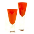 A pair of Art Glass vases, circa 1960, with fluted bowls flashed orange and white, and heavy clear c... 