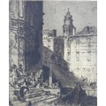 Sir Frank Brangwyn (British, 1867-1956): 'The Rialto', etching of a Venetian scene, 1906, signed low... 