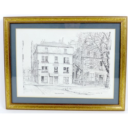 10 - A group of five prints of different places of interest in Bath, largest 35 by 25cm, framed and glaze... 