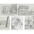 A group of five prints of different places of interest in Bath, largest 35 by 25cm, framed and glaze... 