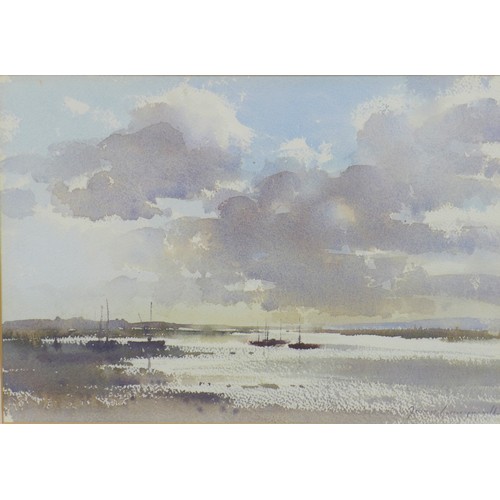 70 - James Longueville (British, Northern school, b. 1942): 'Light on the Estuary', watercolour, 26.5 by ... 