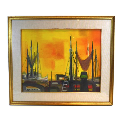 105 - Eliano Fantuzzi (Italian, 1909-1987): 'Al Porto', signed, oil on canvas, 38.5 by 48.5cm, framed and ... 