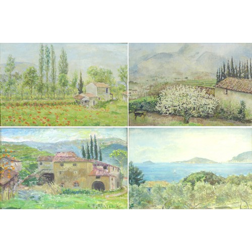 91 - G. B. Favilla (Italian school, 20th Century): a group of oil paintings of the Italian countryside, c... 