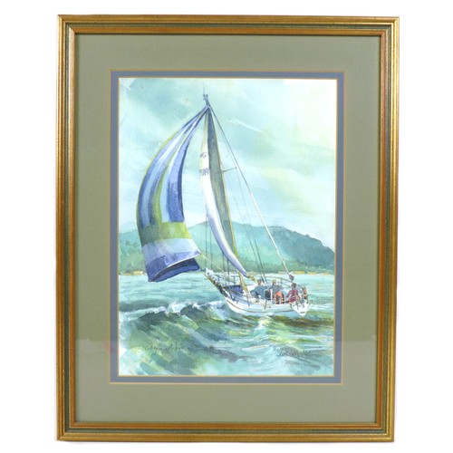 51 - Insall (British, 20th century): a watercolour depicting a sailboat on the River Dee, indistinguishab... 