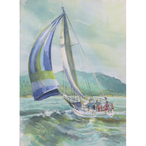 51 - Insall (British, 20th century): a watercolour depicting a sailboat on the River Dee, indistinguishab... 