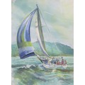 Insall (British, 20th century): a watercolour depicting a sailboat on the River Dee, indistinguishab... 
