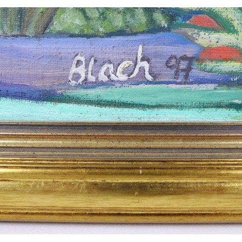 94 - Blach (late 20th century): a Caribbean view, oil on canvas, signed to lower left corner, dated '97, ... 