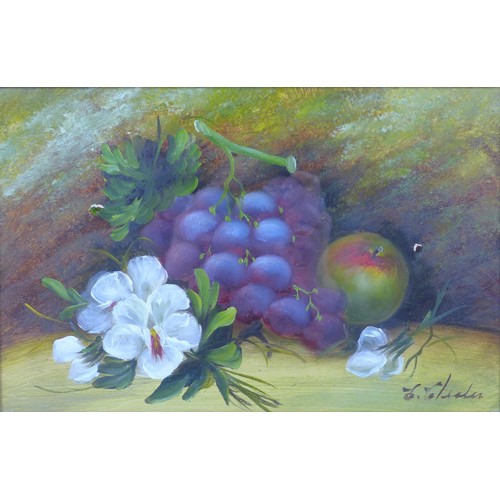 100 - Evelyn Chester (British 1875-1929): A pair of still life paintings, depicting fruit with flowers, oi... 