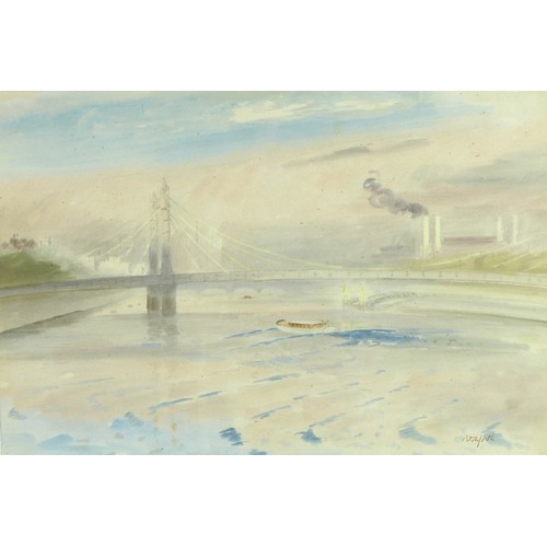 65 - Roland Vivian Pitchforth (British, 1895-1982): a watercolour landscape, showing Battersea power stat... 