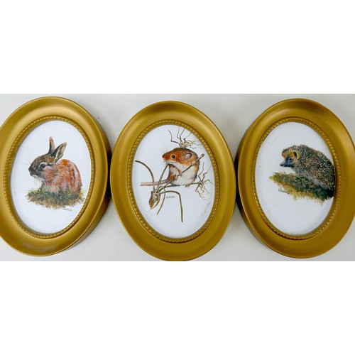 72 - John Caesar Smith (British, 1930-2021): eight hand painted miniatures of wildlife and country scenes... 