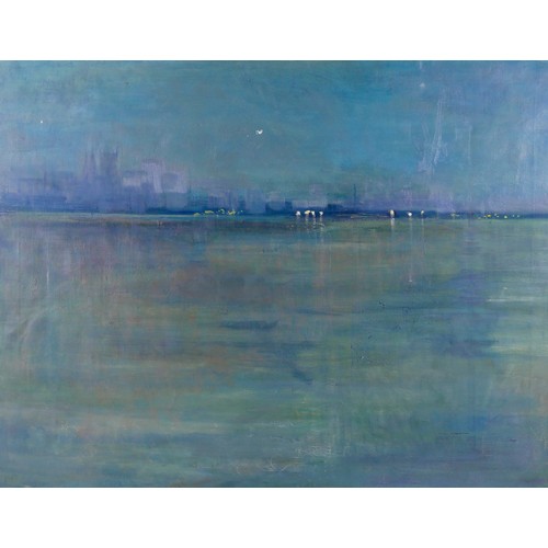 98 - Ruth Robotham (British, 20th century): a view of Peterborough across the river Nene, looking towards... 