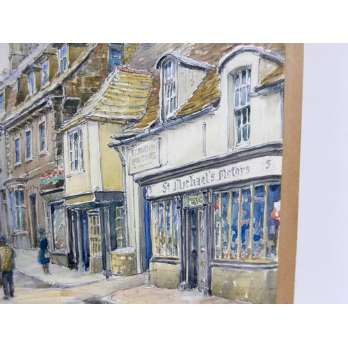49 - Wilfrid Rene Wood (British, 1888-1976): a view of Stamford, depicting Ironmonger Street, watercolour... 