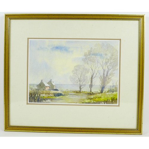 43 - Two watercolour landscapes, the first by R. W. Clark (British, 20th century): 'Norfolk Lane', signed... 