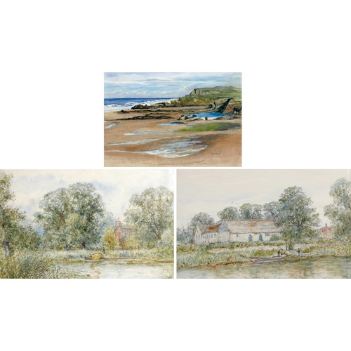 58 - A group of three watercolours, comprising A. Roger (British, early 20th century): 'Mongewell' and 'T... 