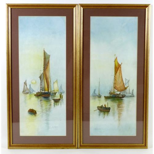 59 - A. E. Bailey (British, 20th century): a pair of watercolours depicting sailing boats, each signed lo... 