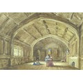 British School (early 20th century): an interior scene depicting a domestic Tudor room with a vaulte... 