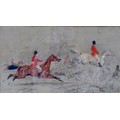 After Vincent Brooks (British, 1814-1885): a hunting party in full chase, colour lithograph, 16.5 by... 