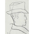 Jean Shepeard (British, 1904-1989): charcoal portrait of Stan Laurel, signed with a monogram, 26.5 b... 