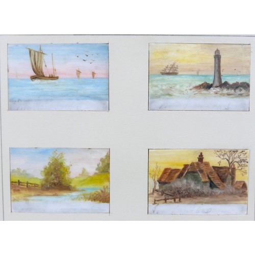 31 - A set of eleven small painted porcelain plaques, early 20th century, each painted with seascapes and... 