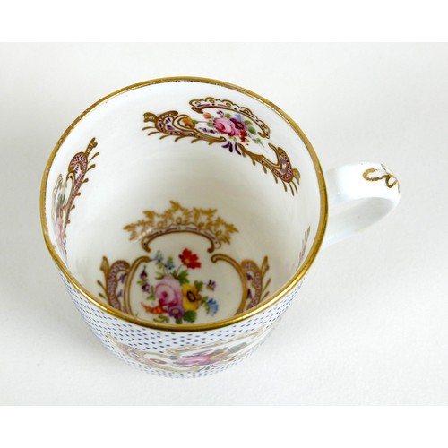 32 - An Edwardian Coalport china cabinet cup and saucer, decorated with sprays of flowers with gilt highl... 