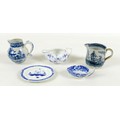 A group of 18th century porcelain and china, all decorated in underglaze blue or blue transfer, comp... 