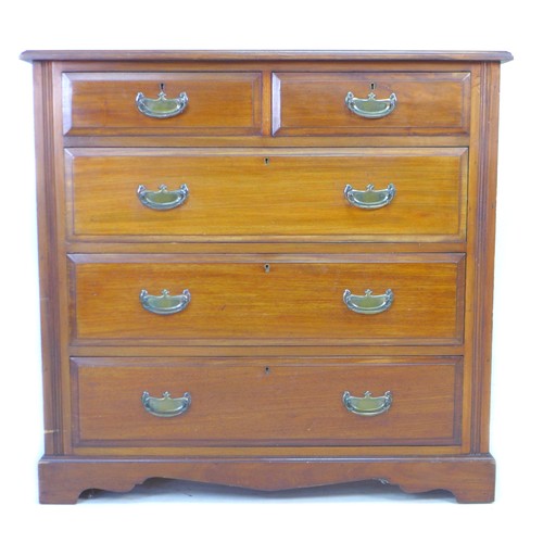 231 - An Edwardian walnut chest of two short over three long graduating drawers, with brass plate handles,... 