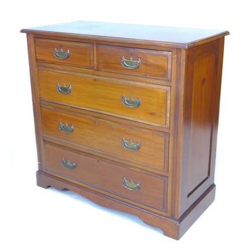 231 - An Edwardian walnut chest of two short over three long graduating drawers, with brass plate handles,... 