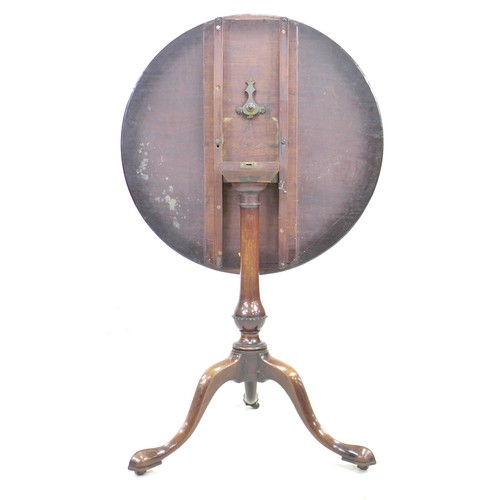 232 - A George III mahogany tilt top occasional table, unusually thin circular one piece surface, raised o... 