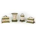 Four pieces of Chinese porcelain, late 20th century, with crackle glazed floral decorations, gilt me... 