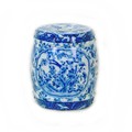 A small Chinese porcelain garden stool, 20th century,  underglaze blue decoration with birds, butter... 
